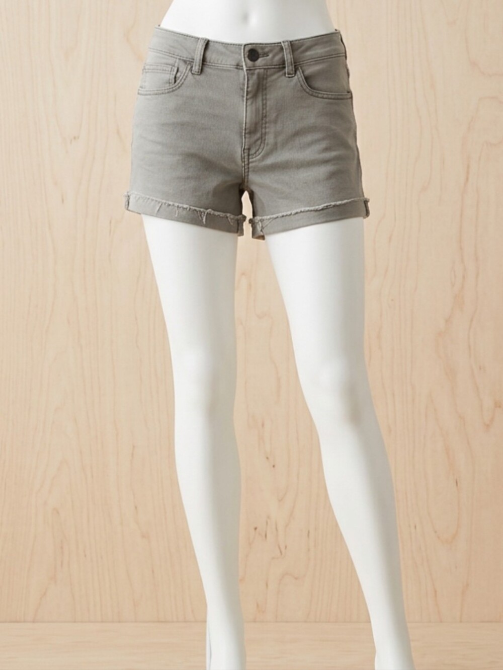 American Eagle Olive Denim Hi-Rise Shortie Shorts Frayed Hem Size 6 Stretch